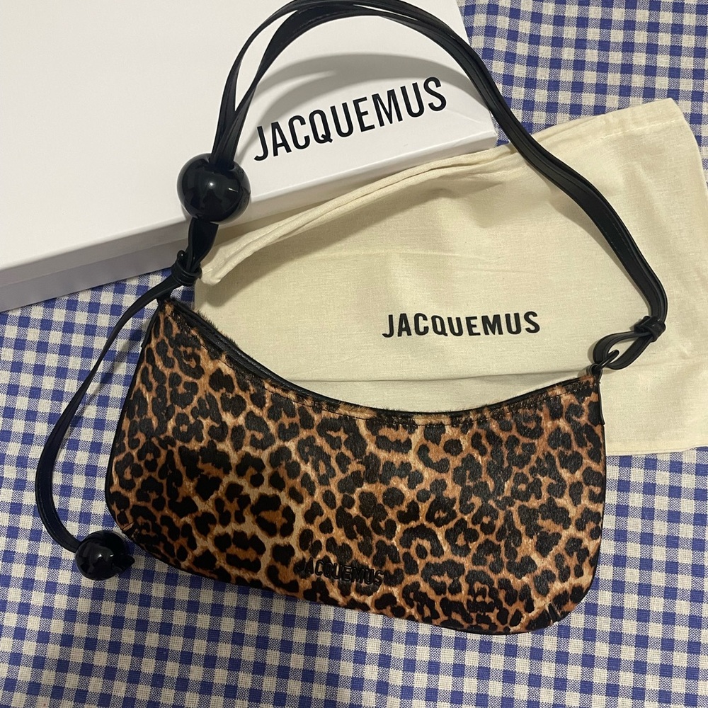 Jacquemus Leopard-Print Mini Shoulder Bag in Brown and Black